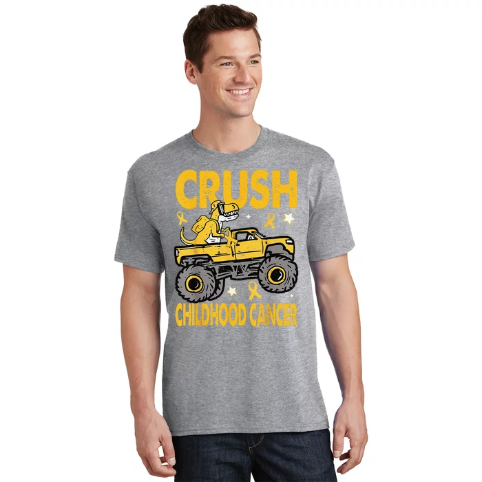 Crush Childhood Cancer Awareness Monster Truck Dinosaur T-Shirt