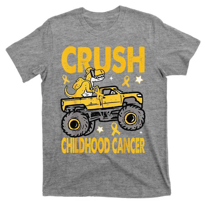 Crush Childhood Cancer Awareness Monster Truck Dinosaur T-Shirt