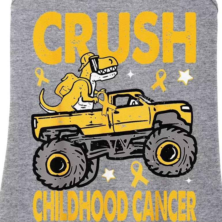 Crush Childhood Cancer Awareness Monster Truck Dinosaur Ladies Essential Tank