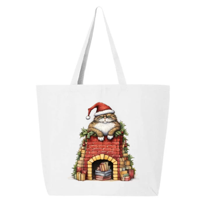 Christmas Cat Chimney Books 25L Jumbo Tote