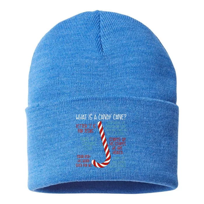 Candy Cane Christmas Christian Sayings Believe Faith God Sustainable Knit Beanie