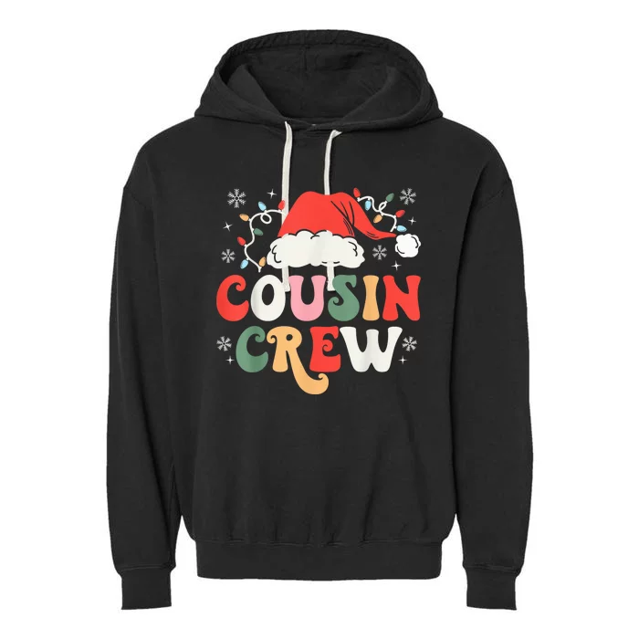 Christmas Cousin Crew Santa Family Matching Pajamas Xmas Garment-Dyed Fleece Hoodie