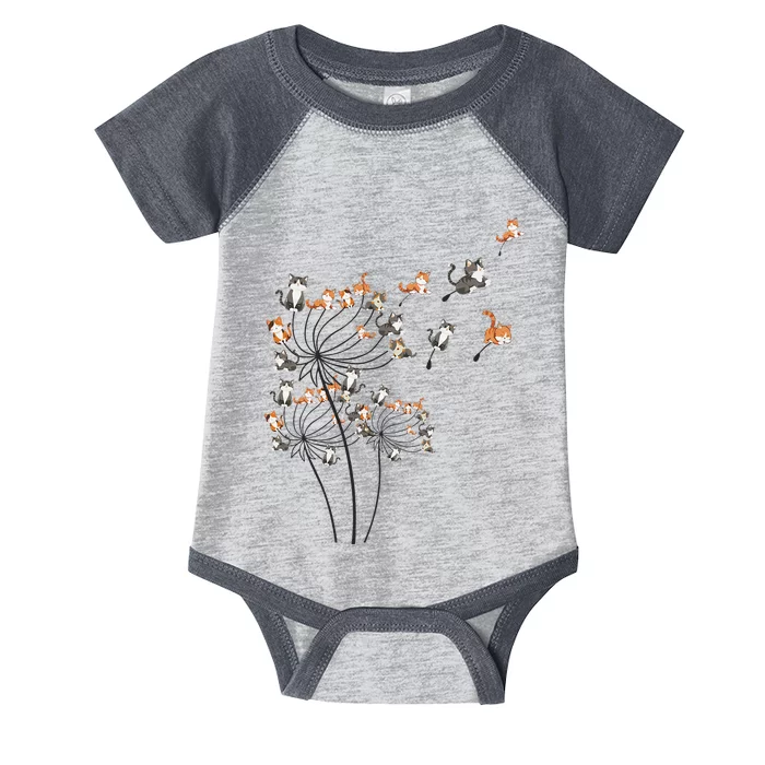 Cat Cute Cat Shirts Cute Dandelion Flower Infant Baby Jersey Bodysuit