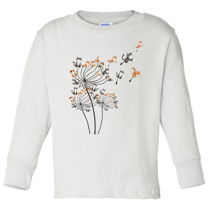 Cat Cute Cat Shirts Cute Dandelion Flower Toddler Long Sleeve Shirt