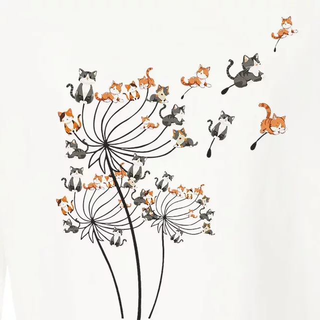 Cat Cute Cat Shirts Cute Dandelion Flower Cropped Pullover Crew