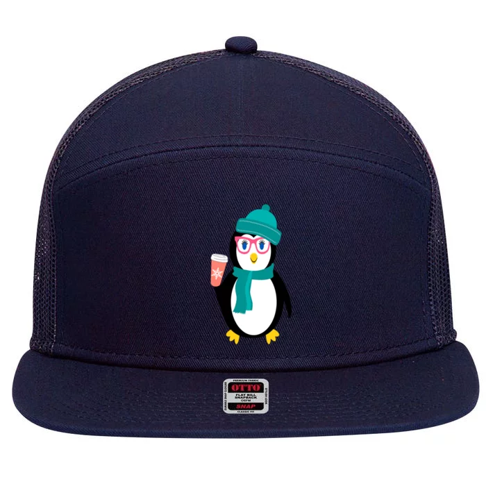 Cute Chillin Christmas Holiday Gift For Penguin Lovers Funny Gift 7 Panel Mesh Trucker Snapback Hat