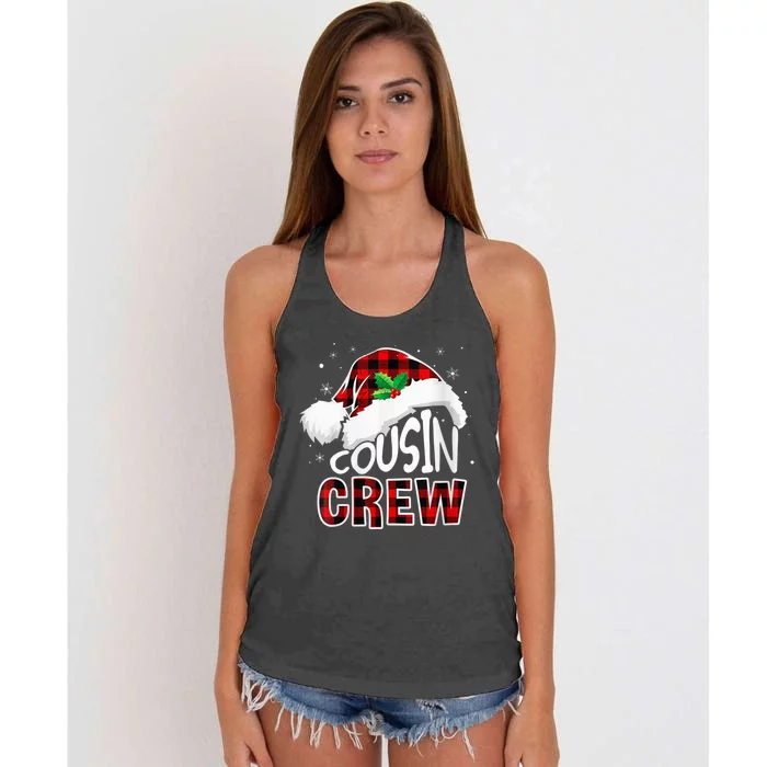 Christmas Cousin Crew Funny Red Plaid Matching Pajama Women's Knotted Racerback Tank