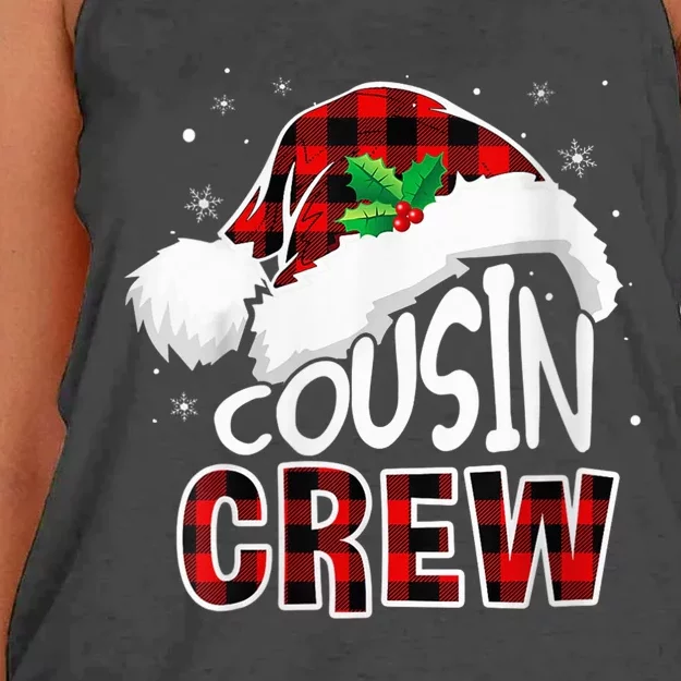 Christmas Cousin Crew Funny Red Plaid Matching Pajama Women's Knotted Racerback Tank