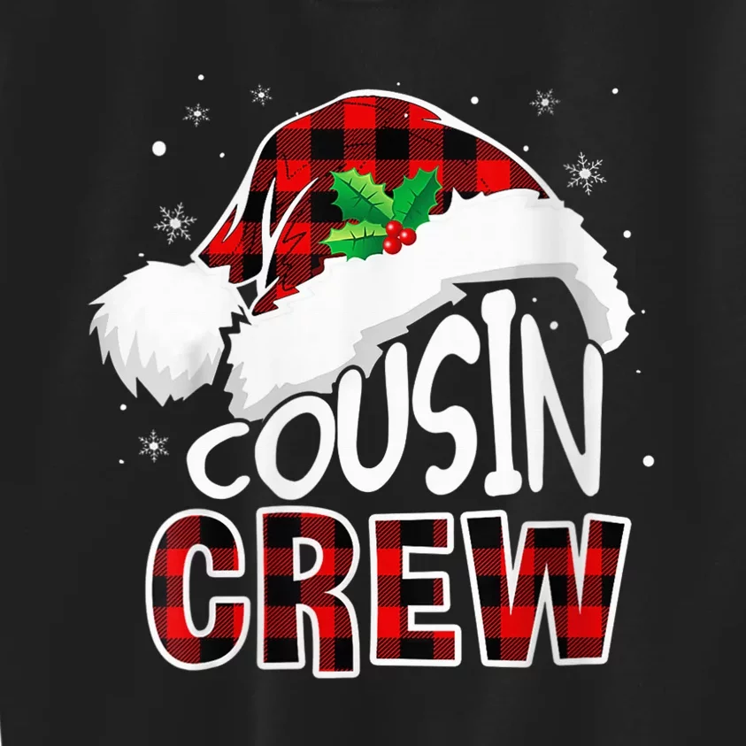 Christmas Cousin Crew Funny Red Plaid Matching Pajama Kids Sweatshirt