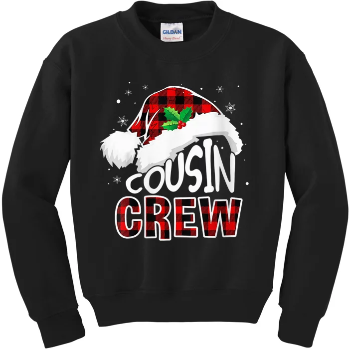 Christmas Cousin Crew Funny Red Plaid Matching Pajama Kids Sweatshirt