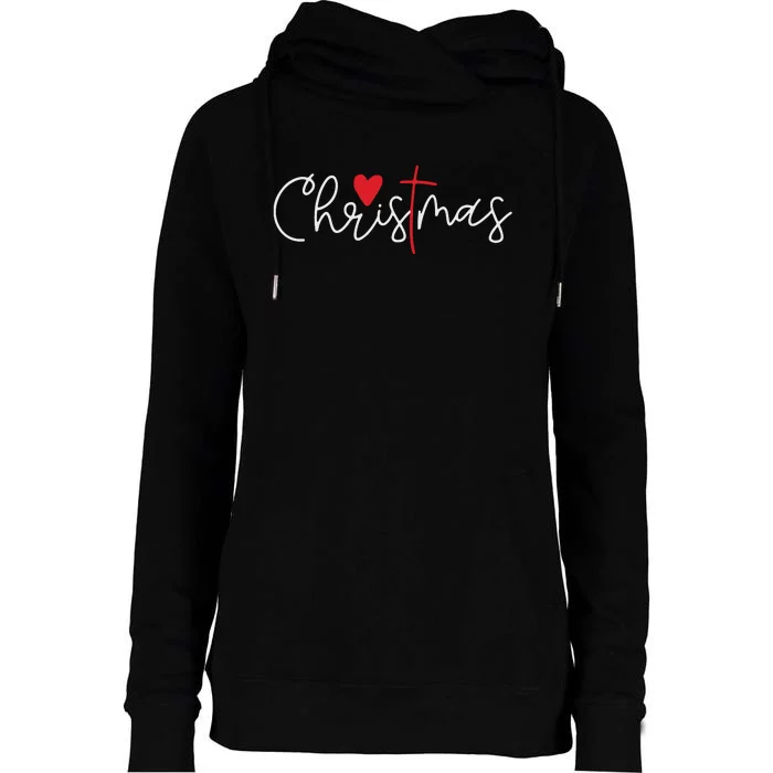 Cross Christmas Cute Xmas Pajama Christian Jesus Faith Womens Funnel Neck Pullover Hood