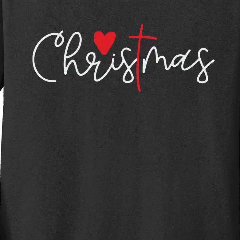 Cross Christmas Cute Xmas Pajama Christian Jesus Faith Kids Long Sleeve Shirt