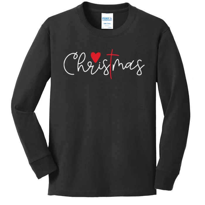 Cross Christmas Cute Xmas Pajama Christian Jesus Faith Kids Long Sleeve Shirt