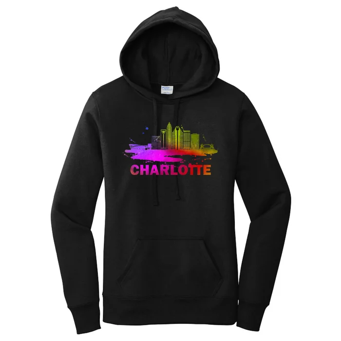 Colorful Charlotte Cityscape Souvenir Charlotte Skyline Women's Pullover Hoodie