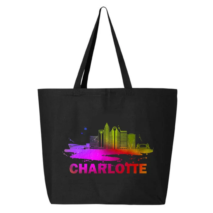 Colorful Charlotte Cityscape Souvenir Charlotte Skyline 25L Jumbo Tote