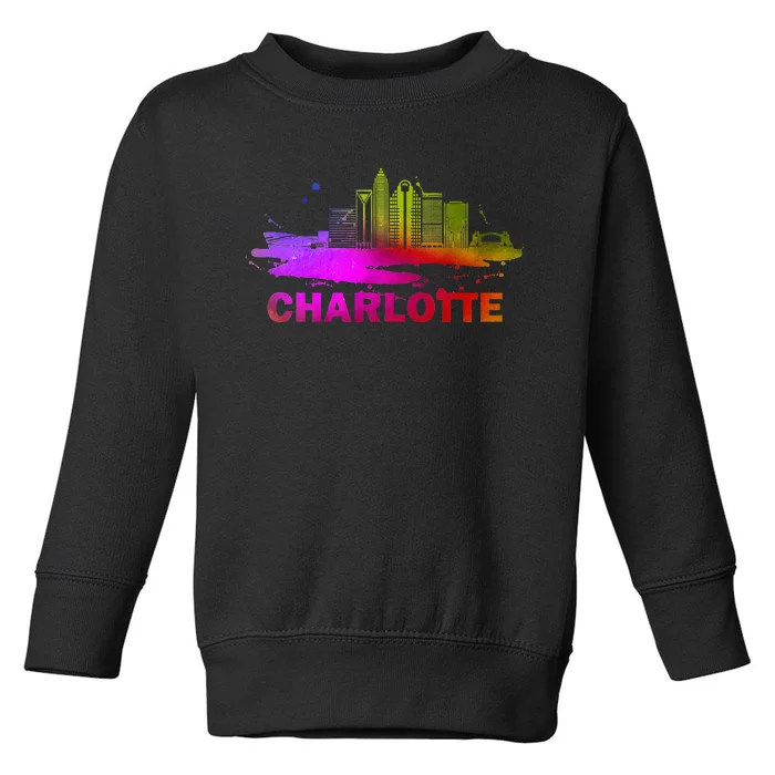 Colorful Charlotte Cityscape Souvenir Charlotte Skyline Toddler Sweatshirt