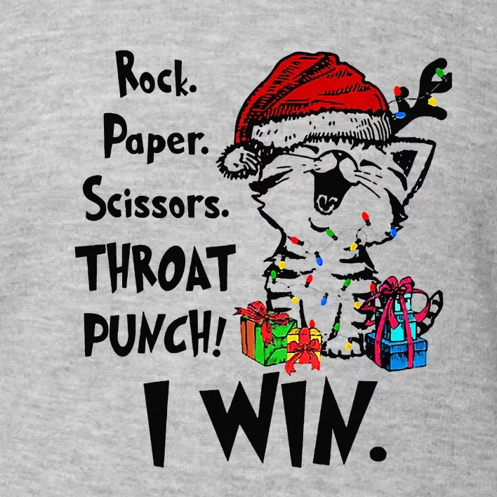 Cute Cat Christmas Rock Paper Scissors Throat Punch I Win Toddler Sweatshirt