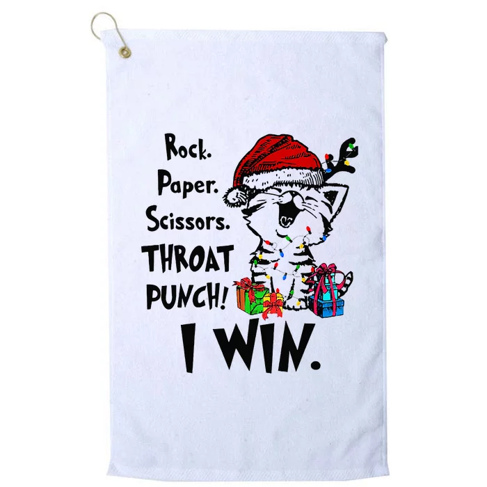 Cute Cat Christmas Rock Paper Scissors Throat Punch I Win Platinum Collection Golf Towel