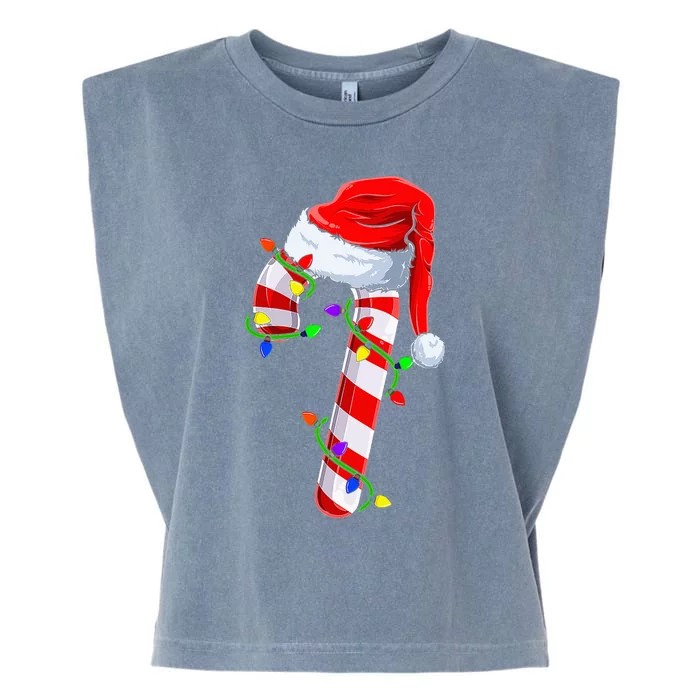 Candy Cane Crew Christmas Lights Family Matching Xmas Garment-Dyed Women's Muscle Tee