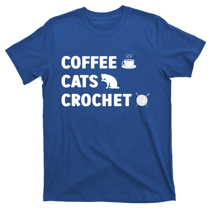 Coffee Cats Crochet Knitting Funny Crocheting For Cat Lovers Gift T-Shirt