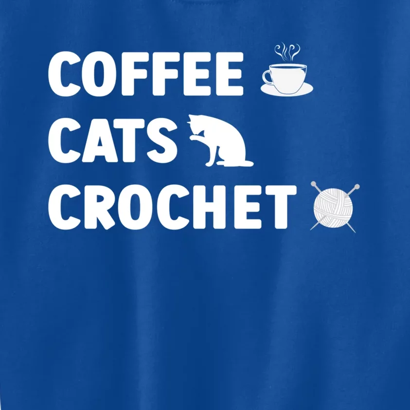 Coffee Cats Crochet Knitting Funny Crocheting For Cat Lovers Gift Kids Sweatshirt