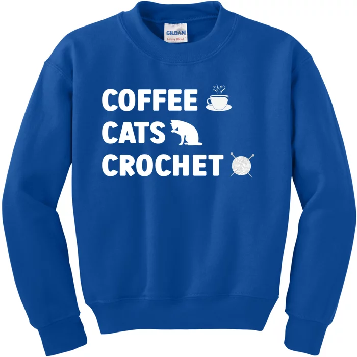 Coffee Cats Crochet Knitting Funny Crocheting For Cat Lovers Gift Kids Sweatshirt