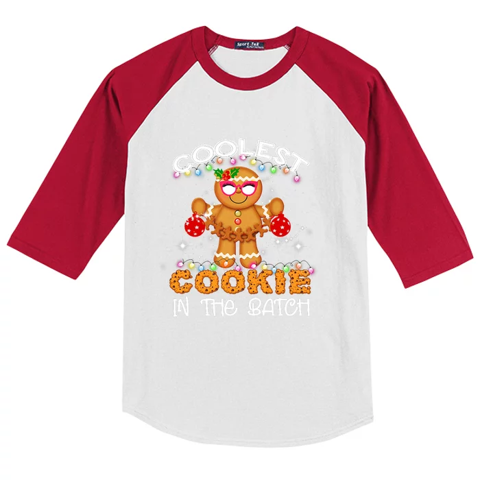 Christmas Coolest Cookie In The Batch Gingerbread Funny Xmas Kids Colorblock Raglan Jersey