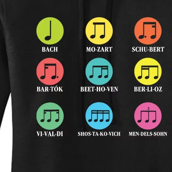 Classic Composers Classical Music Musical Notes Women's Pullover Hoodie