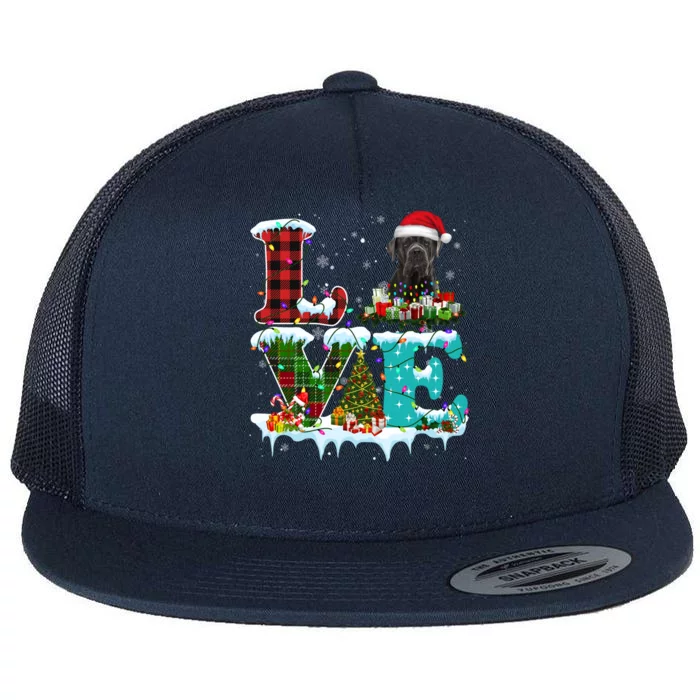 Cane Corso Christmas Tree Lights Santa Dog Xmas Gift Flat Bill Trucker Hat