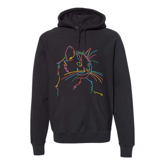 Cute Colorful Cat Design For Cat Lovers Premium Hoodie