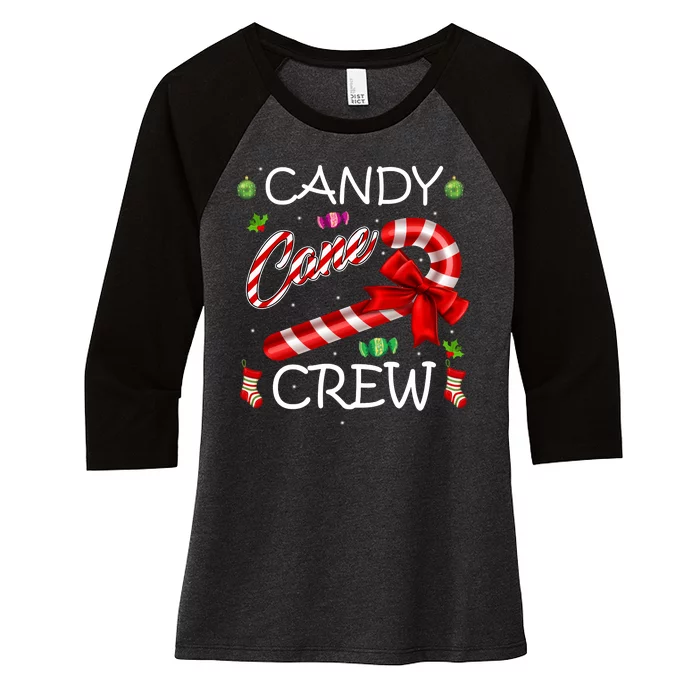 Candy Cane Crew Women's Tri-Blend 3/4-Sleeve Raglan Shirt