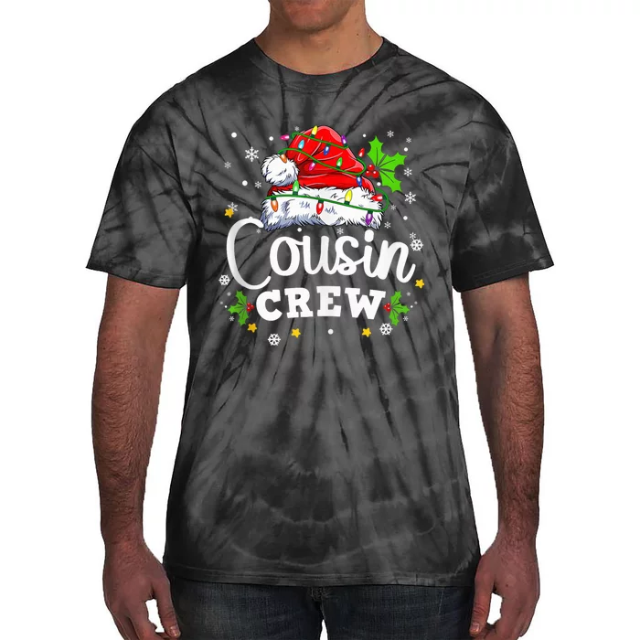 Cousin Crew Christmas Santa Hat Lights Pajamas Funny Xmas Tank Top Tie-Dye T-Shirt