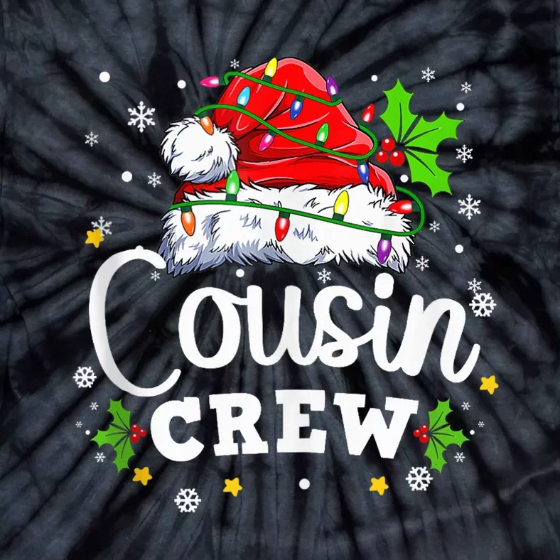 Cousin Crew Christmas Santa Hat Lights Pajamas Funny Xmas Tank Top Tie-Dye T-Shirt