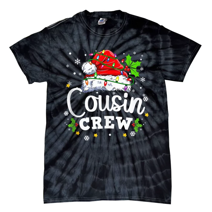 Cousin Crew Christmas Santa Hat Lights Pajamas Funny Xmas Tank Top Tie-Dye T-Shirt