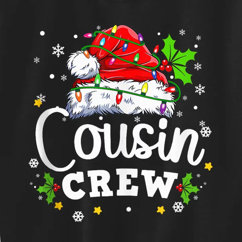 Cousin Crew Christmas Santa Hat Lights Pajamas Funny Xmas Tank Top Kids Sweatshirt