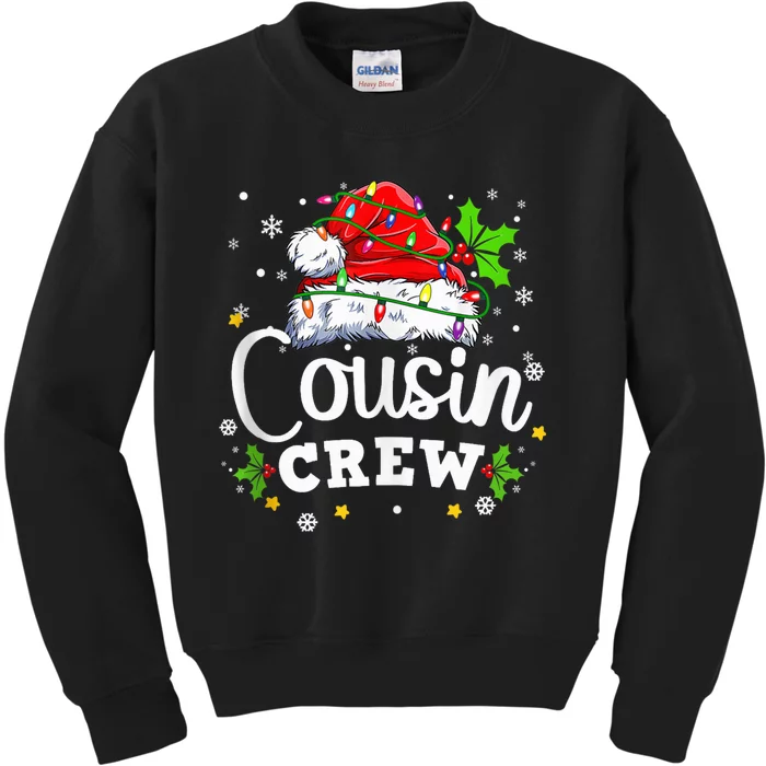 Cousin Crew Christmas Santa Hat Lights Pajamas Funny Xmas Tank Top Kids Sweatshirt