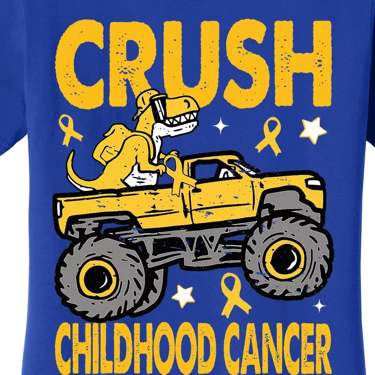 Crush Childhood Cancer Awareness Monster Truck Dinosaur Women's T-Shirt