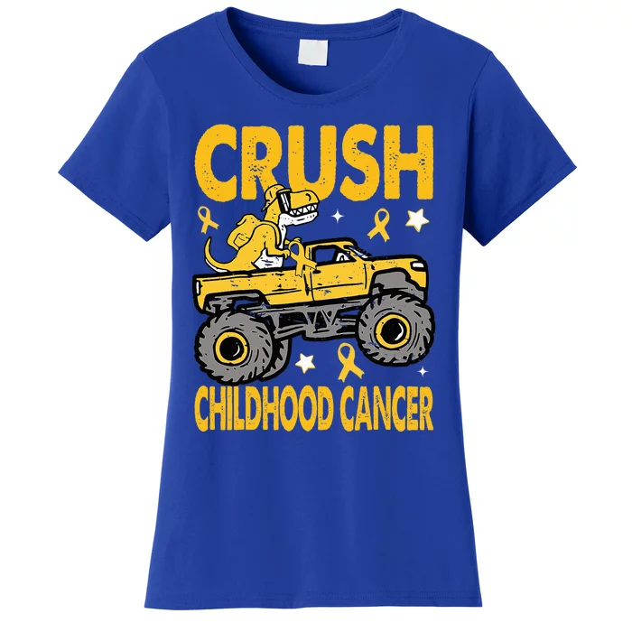 Crush Childhood Cancer Awareness Monster Truck Dinosaur Women's T-Shirt