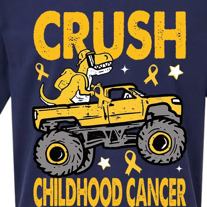 Crush Childhood Cancer Awareness Monster Truck Dinosaur Sueded Cloud Jersey T-Shirt