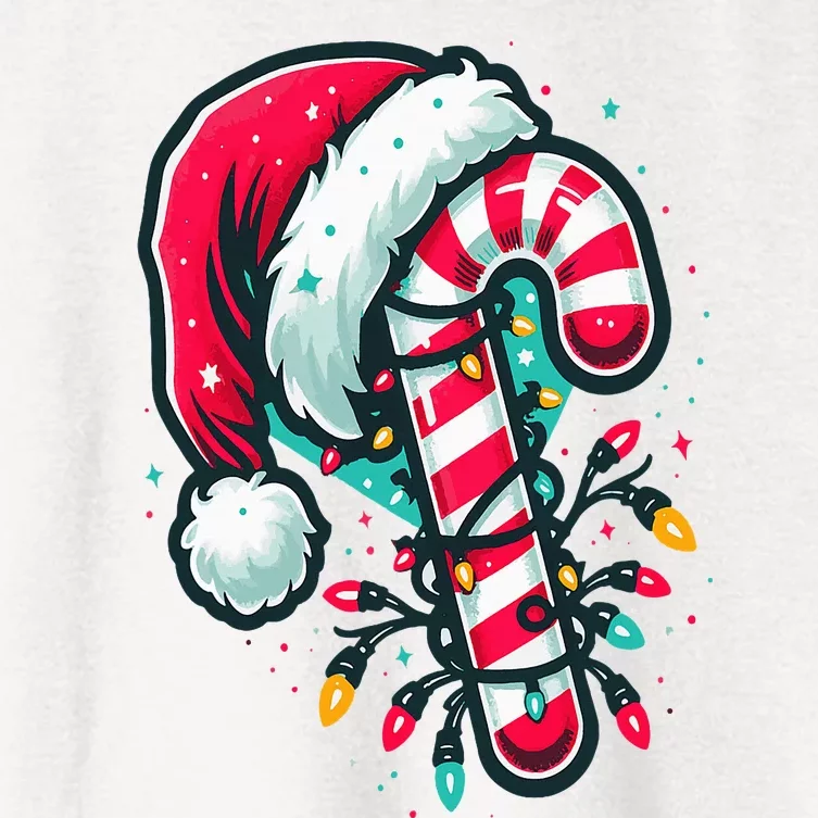 Candy Cane Crew Christmas Lights Family Matching Xmas Women's Crop Top Tee