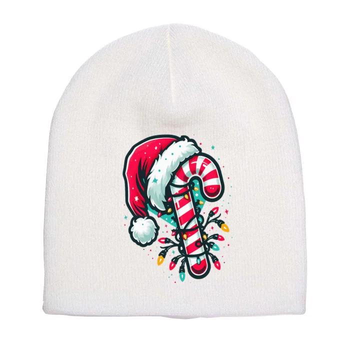 Candy Cane Crew Christmas Lights Family Matching Xmas Short Acrylic Beanie