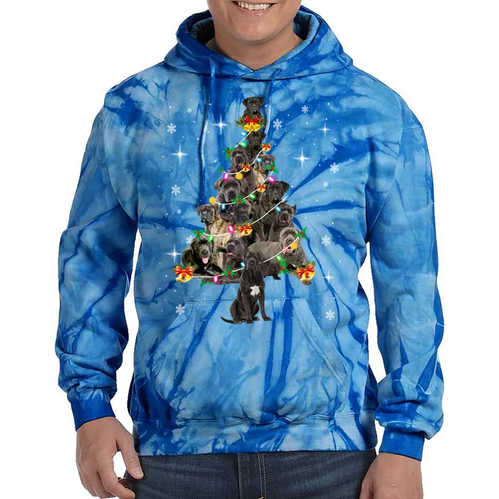 Cane Corso Christmas Tree Lights Xmas Pajama Dog Lover Mom Gift Tie Dye Hoodie