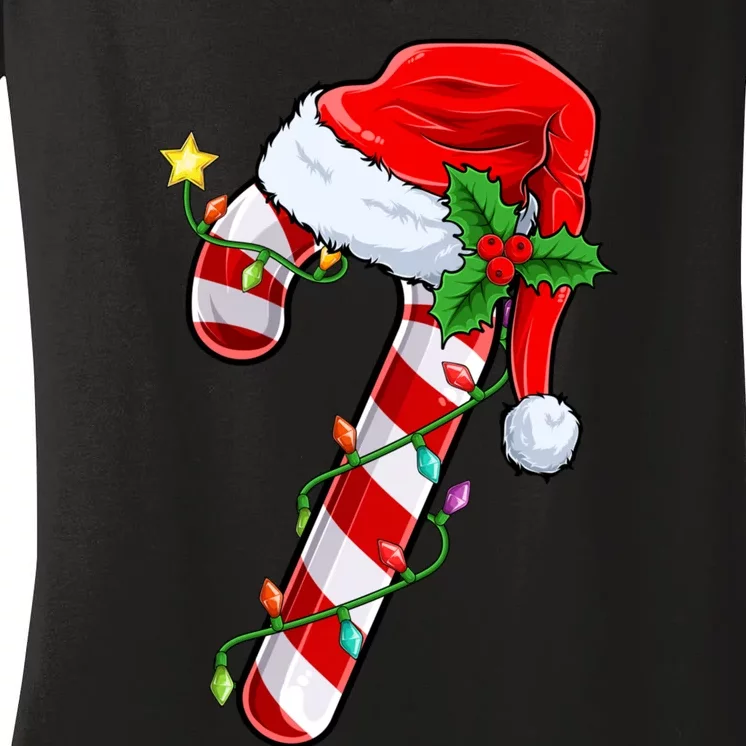 Candy Cane Crew Christmas Lights Family Matching Xmas Women's V-Neck T-Shirt