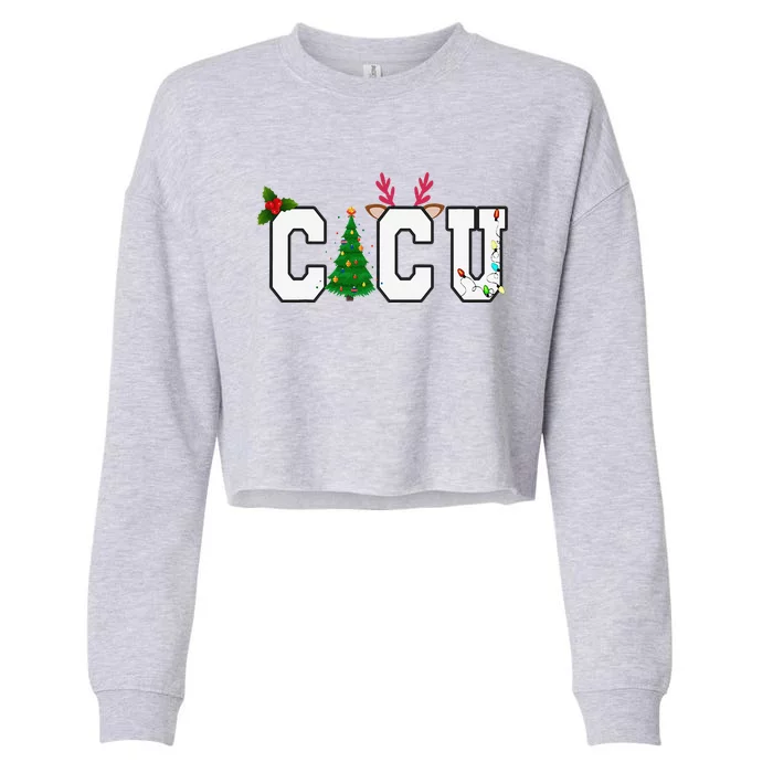 CICU Christmas Cardiac Intensive Care Unit Nurse Christmas Cropped Pullover Crew