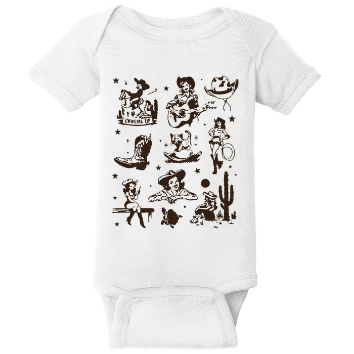 Cowgirl Collage Cowgirl Up Country Western Vintage Baby Bodysuit