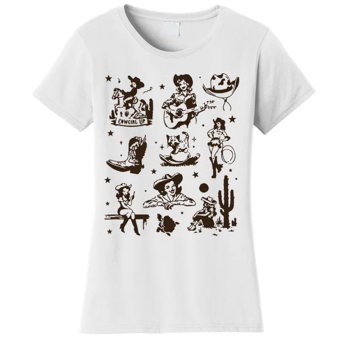 Cowgirl Collage Cowgirl Up Country Western Vintage Women's T-Shirt