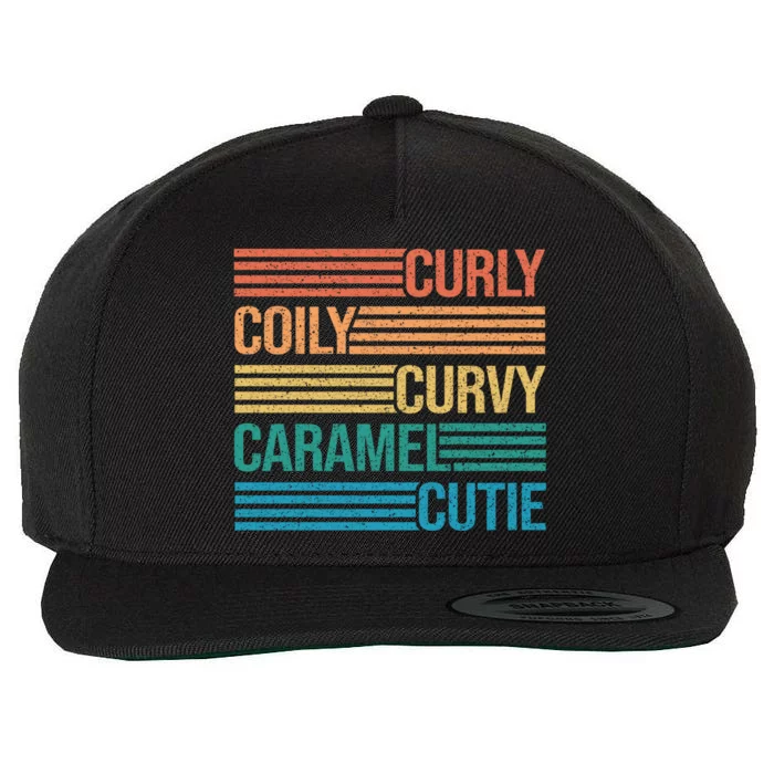 Curly Coily Curvy Caramel Black History Month Melanin Team Gift Wool Snapback Cap