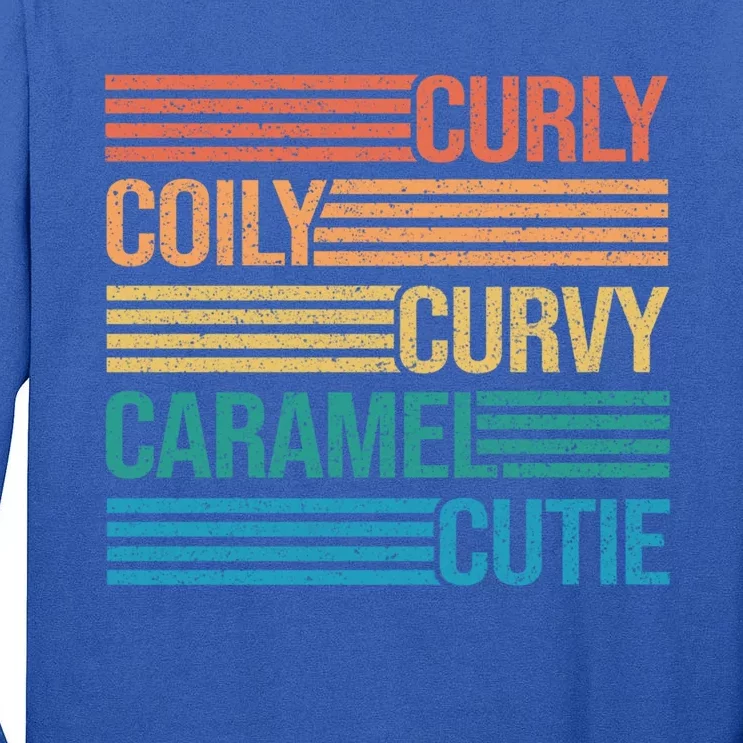 Curly Coily Curvy Caramel Black History Month Melanin Team Gift Tall Long Sleeve T-Shirt