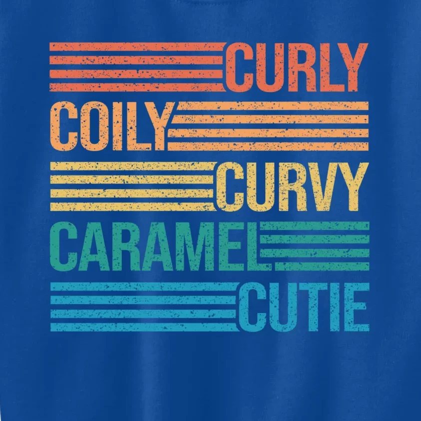 Curly Coily Curvy Caramel Black History Month Melanin Team Gift Kids Sweatshirt