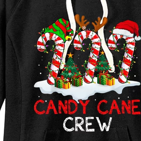 Candy Cane Crew Christmas Santa Elf Reindeer Xmas Pajamas Women's Fleece Hoodie